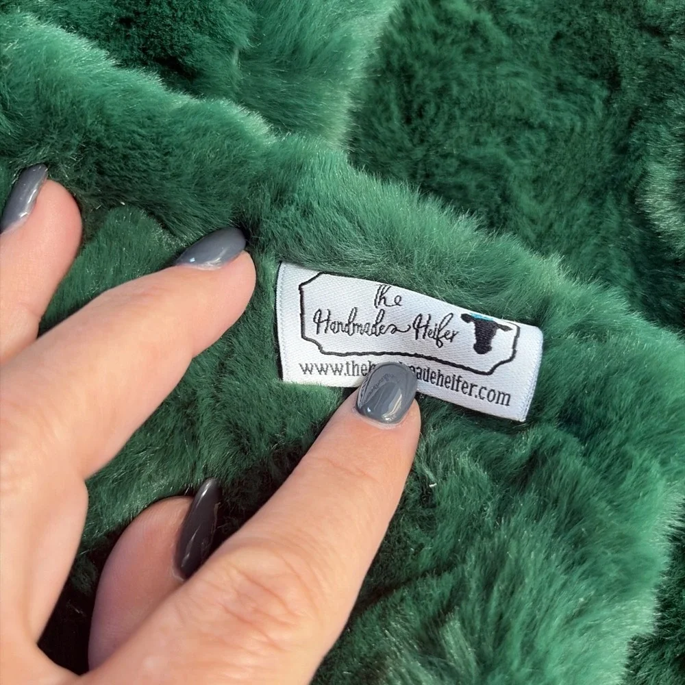 handmade heifer Rich green luxury‎ minky soft Comfy Cozy stoll scarf - HTF